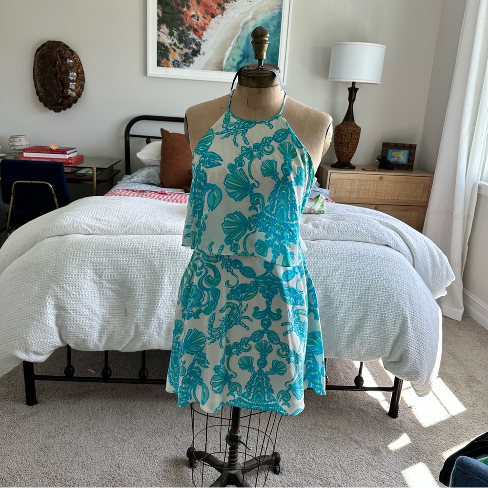 Lilly Pulitzer Whistler Silk Dress in Gold Digger Print size 00